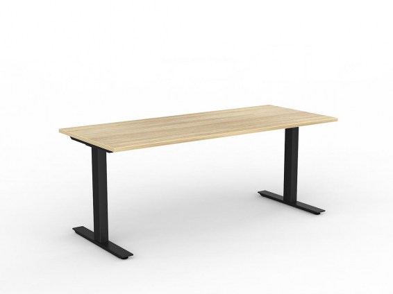 Agile Fixed Height Straight Desk Black New Oak